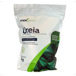 Ureia Maxgreen 1kg fertilizante rico em nitrogênio para crescimento saudável e folhas mais verdes.