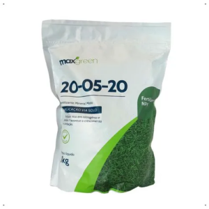 NPK 20-05-20 Maxgreen 1kg fertilizante mineral misto rico em nitrogênio e potássio para crescimento e brotação de plantas.