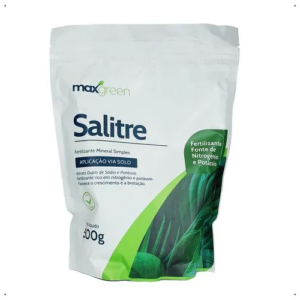 Salitre Maxgreen 500g fertilizante mineral simples fonte de nitrogênio e potássio para crescimento de plantas.